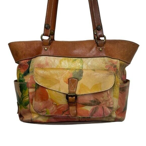 Patricia Nash Bolsena Tote Bag Purse Handbag Leather Floral Print Autographed - Picture 3 of 14
